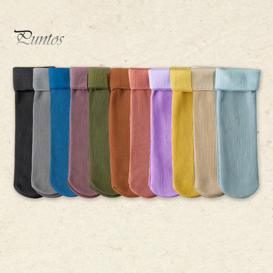 2 Pairs Women Winter Socks Mid-tube Solid Color High Elasticity Keep Warm Lightweight Comfort Warmth Daily Socks Sport Socks