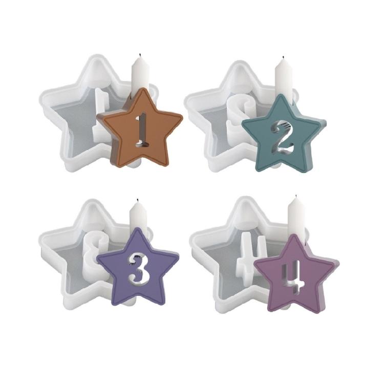 4pcs Flexible Sturdy Silicone Mold Accessory for Crafting Number Candle and Decorative Pieces for Family Gatherings