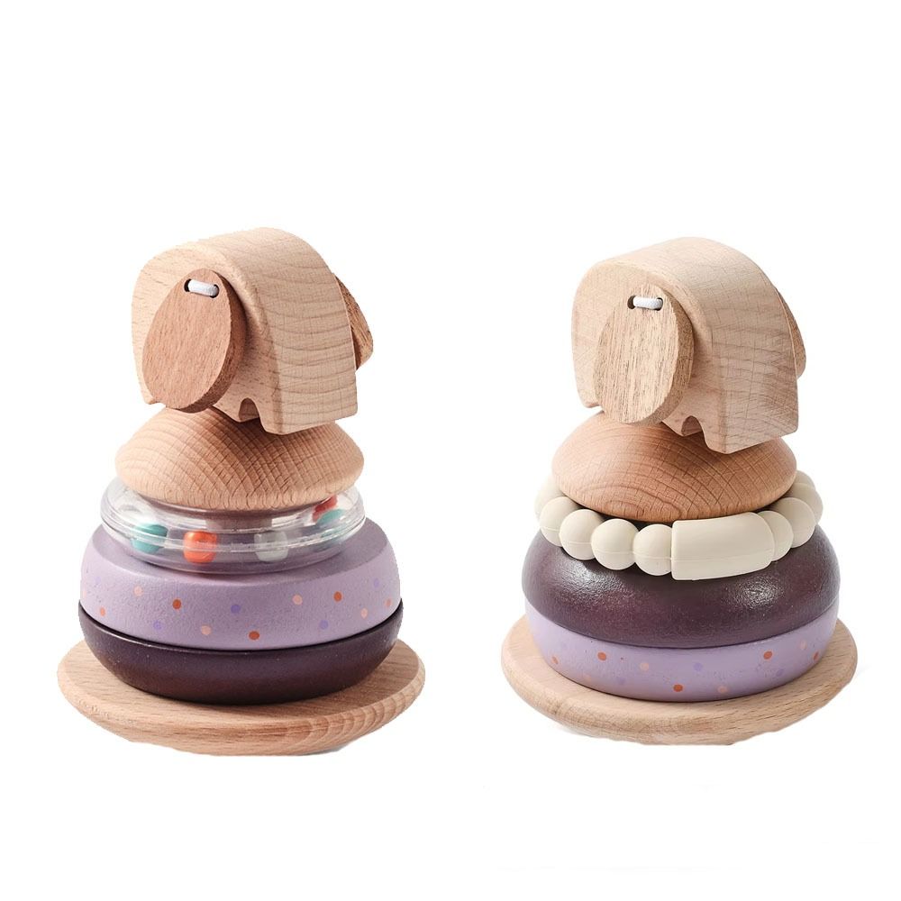 Montessori Baby Pole Stack Toy Stackable Elephant Bell Teething Toy  Newborn Gifts