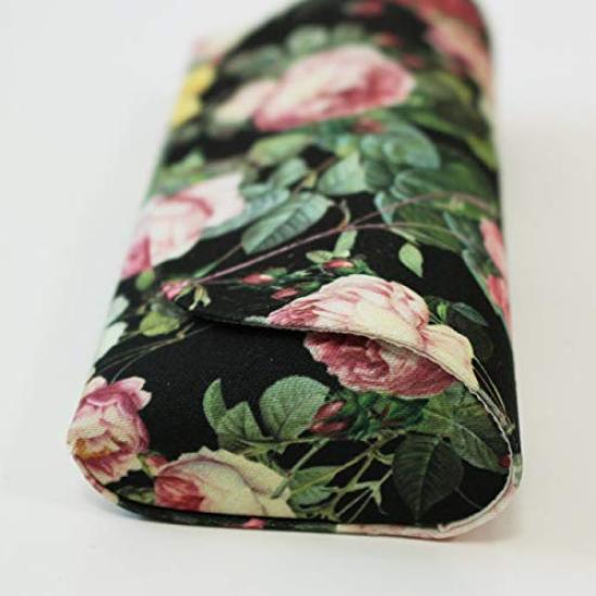 Redoute Rose Black Eyeglass Case