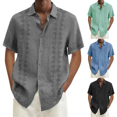 Designer Frühling Sommer Herren Casual Baumwolle Leinen Einfarbig Kurzarm Hemden Lose Hemden