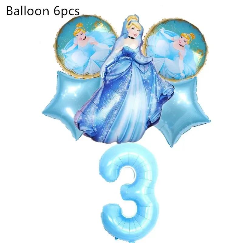 Cinderella Birthday Party Decoration Princess Balloons Cups Plates Banner For Girls Party Favor Gifts Baby Shower Photo Props