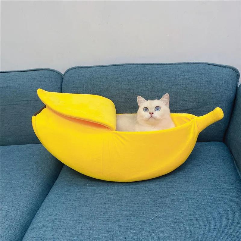 Pet Banana Bed for Dog Bed Creative Soft Small Bed Cat Nest Cozy For Dog Sofa Cute Pet Bedding Warm In Winter