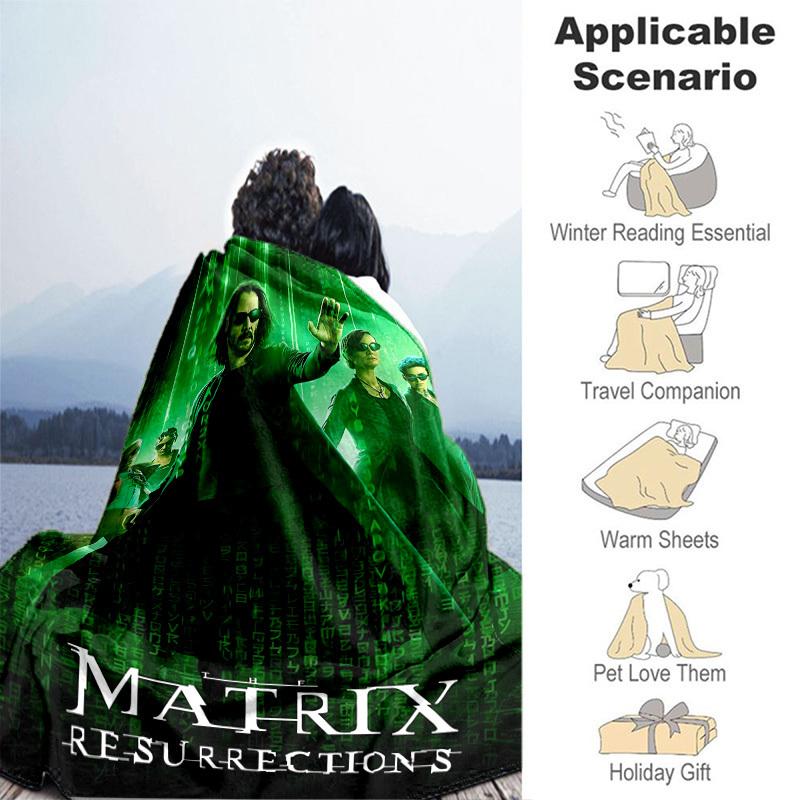1pc Matrix Resurrections Keanu Reeves Cartoon Blanket,Portable Throw for Travel & Camping, All Season Cozy Blanket,Ideal Gift