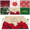 Christmas Imitation Linen Placemat - Heat Insulating Napkin for Western Cuisine Decor