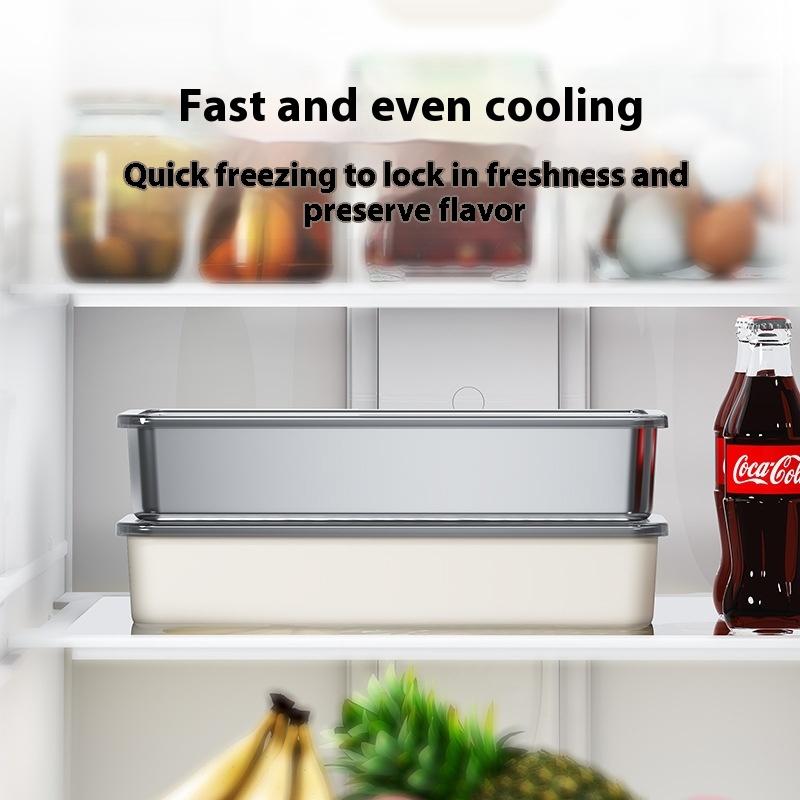 Stainless Steel Food Storage Container Rectangle Dish With Cover Noodles Fruit Tray Lunch Box Thick Refrigerator Organizer Plate