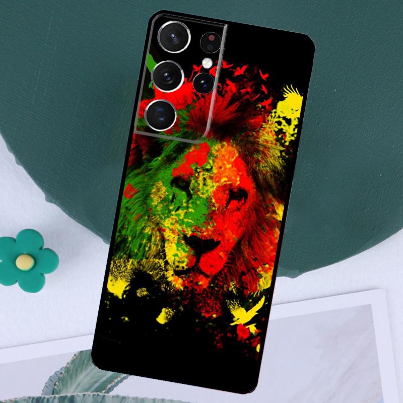 Rasta Lion Reggae Bob Marleys Case For Samsung Galaxy S24 S23 Ultra S22 Plus S20 S21 FE Note 20 10 S8 S9 S10 Plus Cover