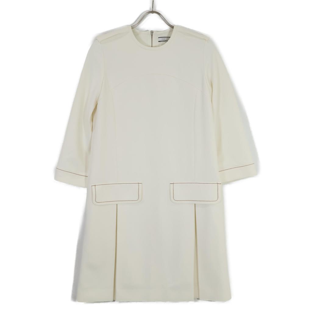FOXEY NEW YORK 35094 White Polyester Front Double Pocket Long Sleeve Dress Dress whiteUsed