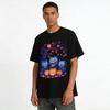 Halloween Spooky Blue Cat Pumpkin Print Top Casual Crew Neck Long Sleeve Tee For Men Women Pure cotton T-shirt