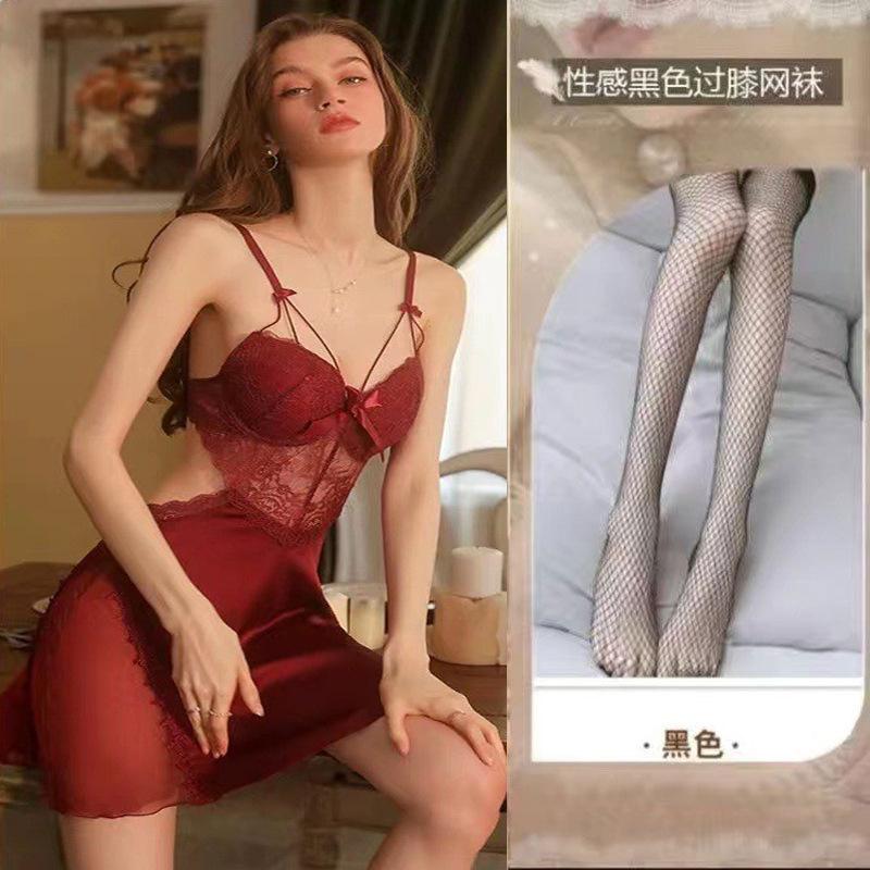 Sexy lingerie sexy lace section uniform seduction perspective passion pure lust nightdress suit