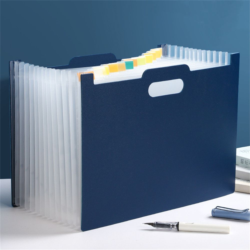 Large Capacity Desk File Folder A4 Organizer Accordions Bag Expanding File Folder Organ Bag темно-синий