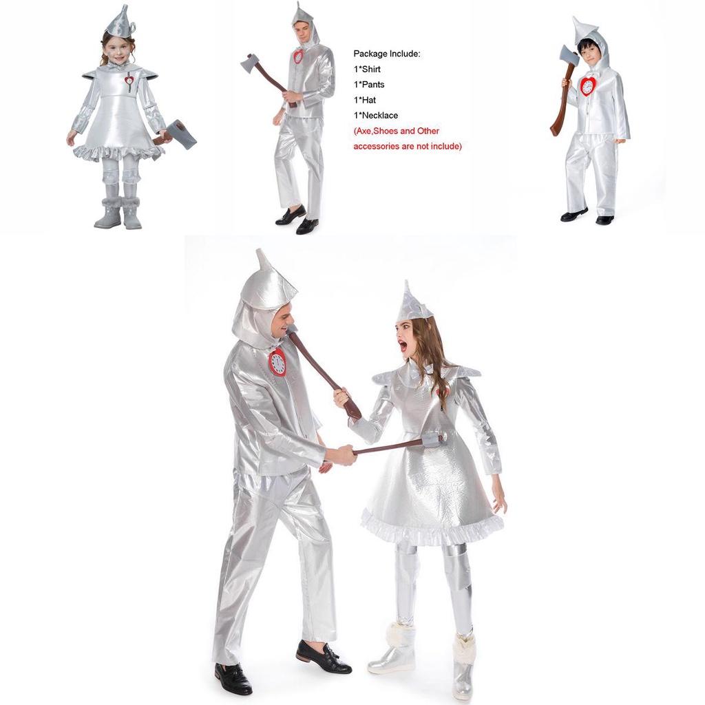 Enchanting Wizard Of Oz Tin Man Cosplay Costume For Adults And Kids In Silver