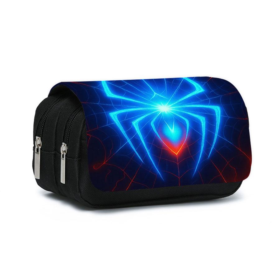 Blue Spider Printed Polyester Student Stationery Bag Wheeled Pencil Case Featuring Personalized 3D Cartoon for Boy and Girls