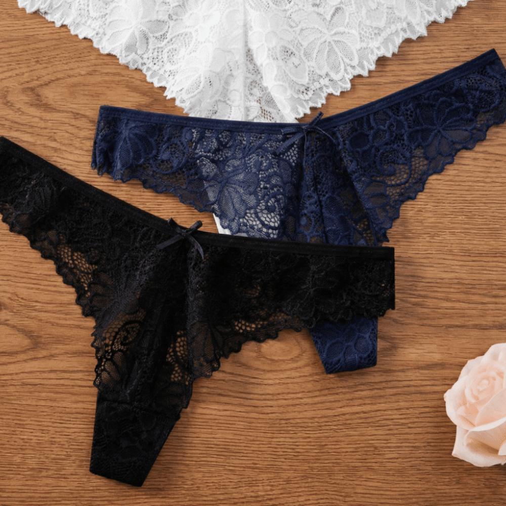 Bow Underwear for Women Low Waist Mesh Lace Briefs Fashion Lace Panties Lady