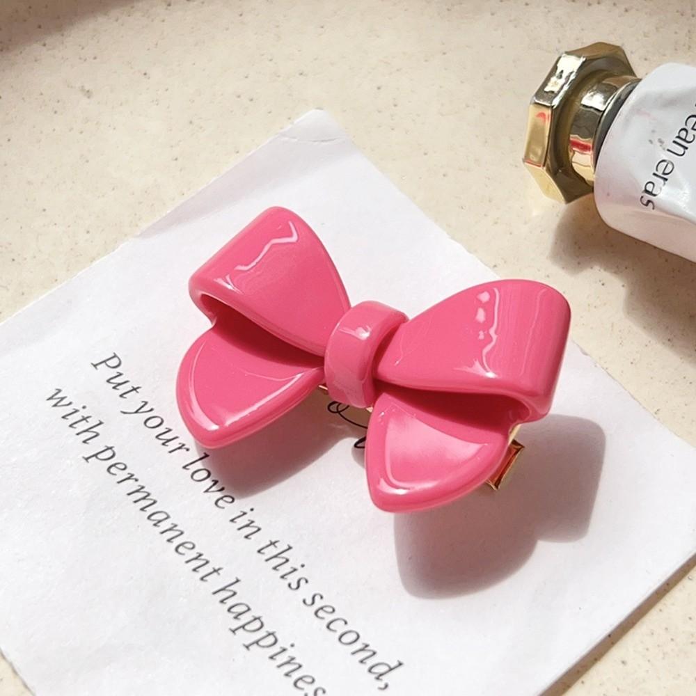 

Hair Accessories Korean Style Acetate Hairpin No Slip Cute Bow Hair Bangs Clip Light Luxury Bow Tie Duckbill Clip Women розовый