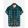 Men's Shirt Art Pattern Print Casual Shirt Short Sleeve Oversized Top Summer Vintage Flower Pattern Beach Y2k Fashion Clothing
