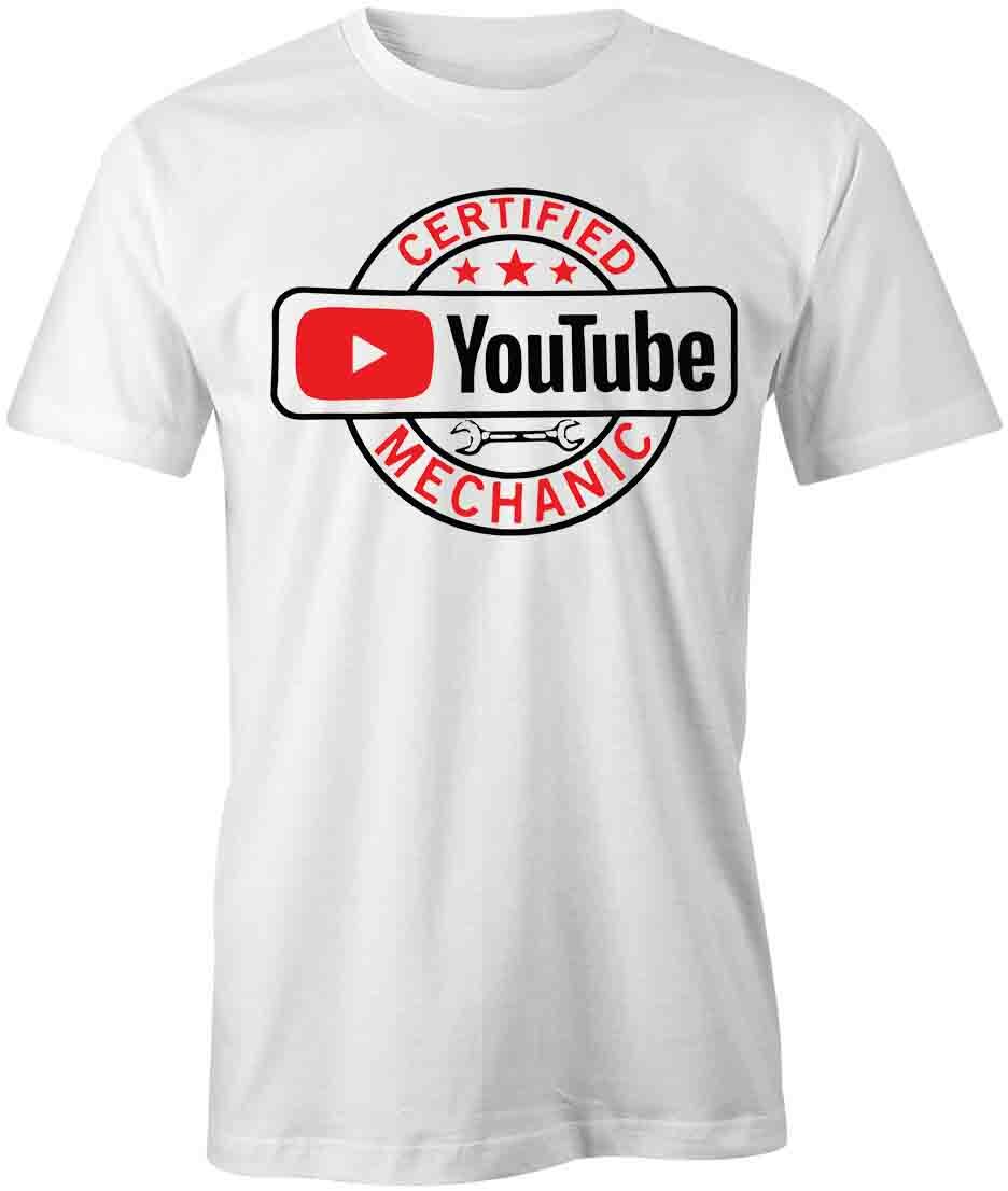 CERTIFIED YOUTUBE MECHANIC TShirt Tee Short-Sleeved Cotton FUNNY HUMOR S1WSA908 S