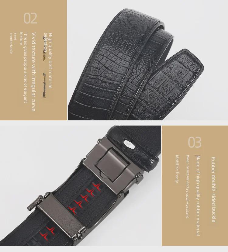Men's Genuine Leather Crocodile Pattern Automatic Buckle Belt