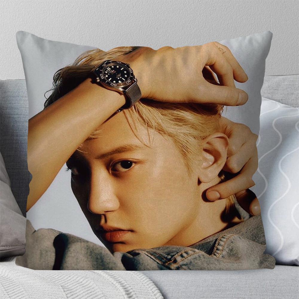 Koreanischer Sänger Star Park Chanyeol Kissenbezug Quadratisches Kissen Schlafzimmer Sofa Freizeit Komfort Kissen Wohnzimmer Heimdekoration 40X40