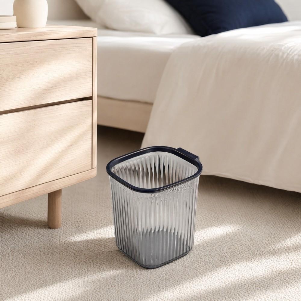 Plastic Trash Basket Luxury Dustbin Washable Stripe Garbage Container Household