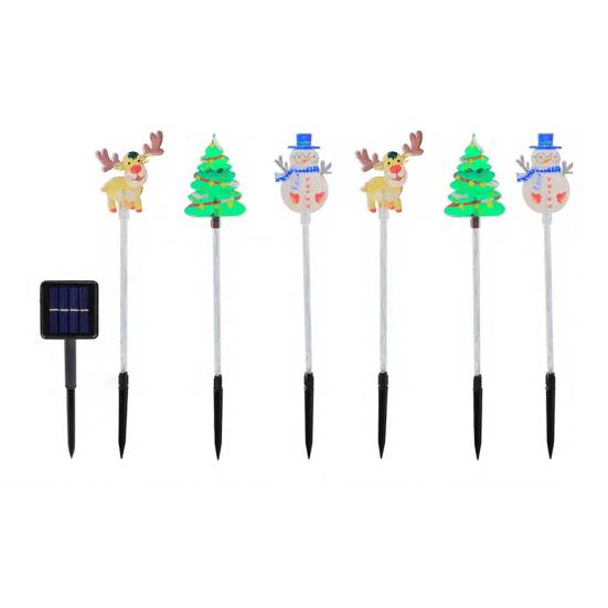Solar Christmas Stake Lawn Decor with Santa Lights Waterproof Outdoor And Snowman Warm White LED