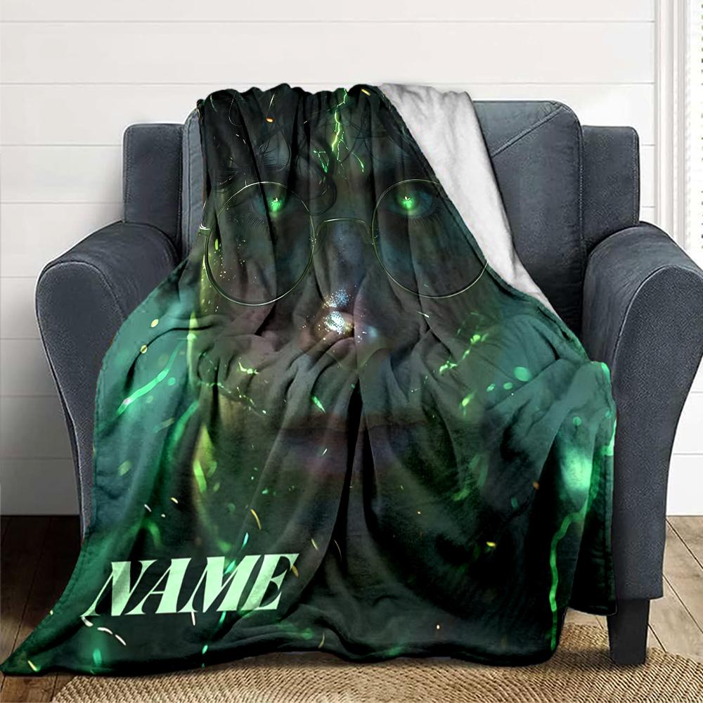 Custom Name Wizard's Ancient Wisdom blanket for Couch & Bed, Plush Cozy Fuzzy Blanket Super Soft & Warm Blankets for Fall and Winter. 090890