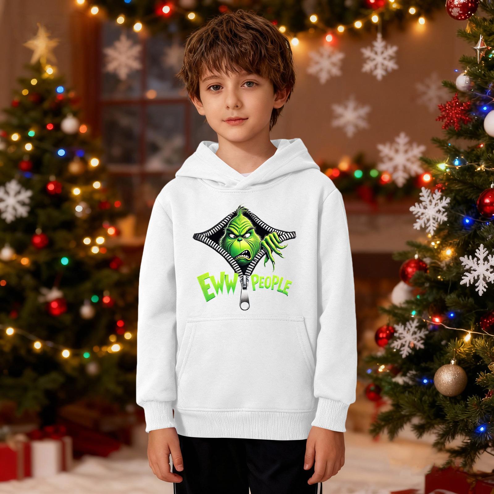 

Рождественский свитшот для мальчиков и девочек, уродливая рождественская футболка, свитшот с круглым вырезом, для малышей, с длинным рукавом, пуловер, наряд, топы 160 белый