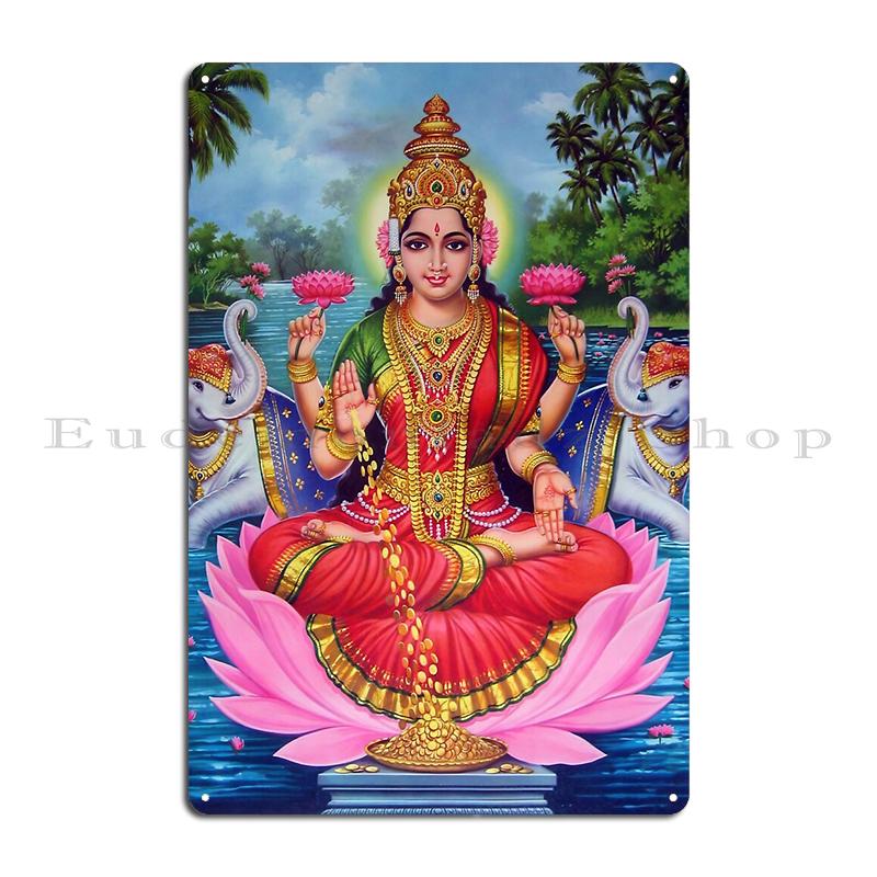 

Baby Krishna With Mother Yashodha Lakshmi Kamala Devi Lotus Hindu Goddess Metal Garage Cave Vintage Painting Tin Sign Poster 20x30cm