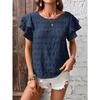 Women's Textured Ruffle Short Sleeve Blouse Summer Crew Neck Tops Dressy Casual Loose Fit Tee Shirts Beach Clothes