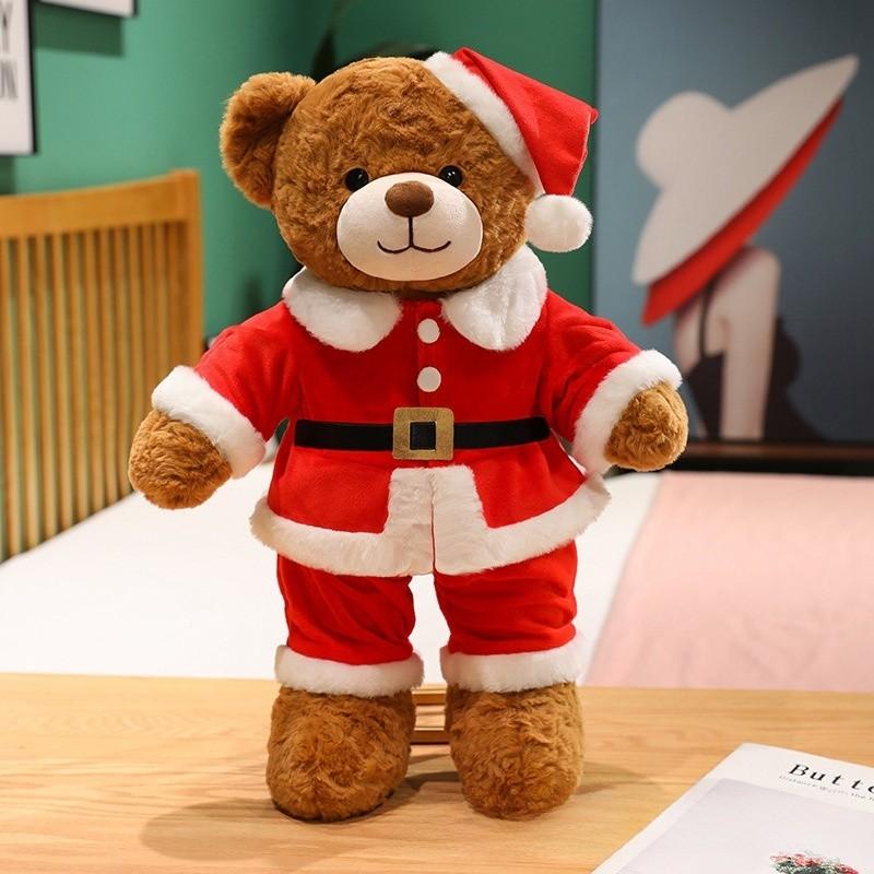 Christmas Teddy Bear Plush Toy With Santa Claus Costume Design For Holiday Decor And Gift Giving