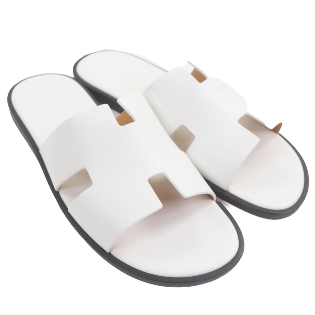 Pristine HERMES Sandals Izmir slide white leather mens 42 Used