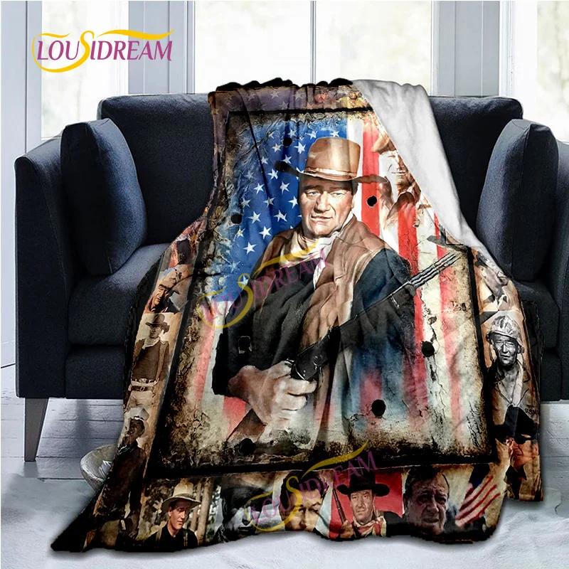 John Wayne Blanket Super Soft 3D Printed Famous Cowboy Actor John Wayne Flannel Blanket Home Bedroom Washable Warm Lazy Blanket