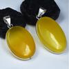 Yellow Onyx Gems Pair 136 Ct Oval Natural Pendant 925 Sterling Silver CERTIFIED Mmyh-327-k