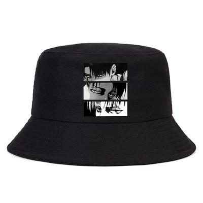 Καπέλο Harajuku Attack on Titan Καλοκαιριού Γυναικείο Unisex Levi Ackerman Μάτι Καπέλο Panama Κουβάς Το Σχέδιο Επίπεδο Γείσο 90S Anime Καπέλο Ψαρά