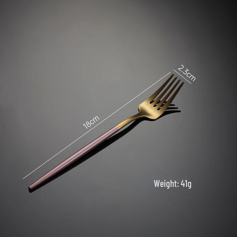 Qianxing Portuguese Style Gold Head Pink Handle Dessert Forks