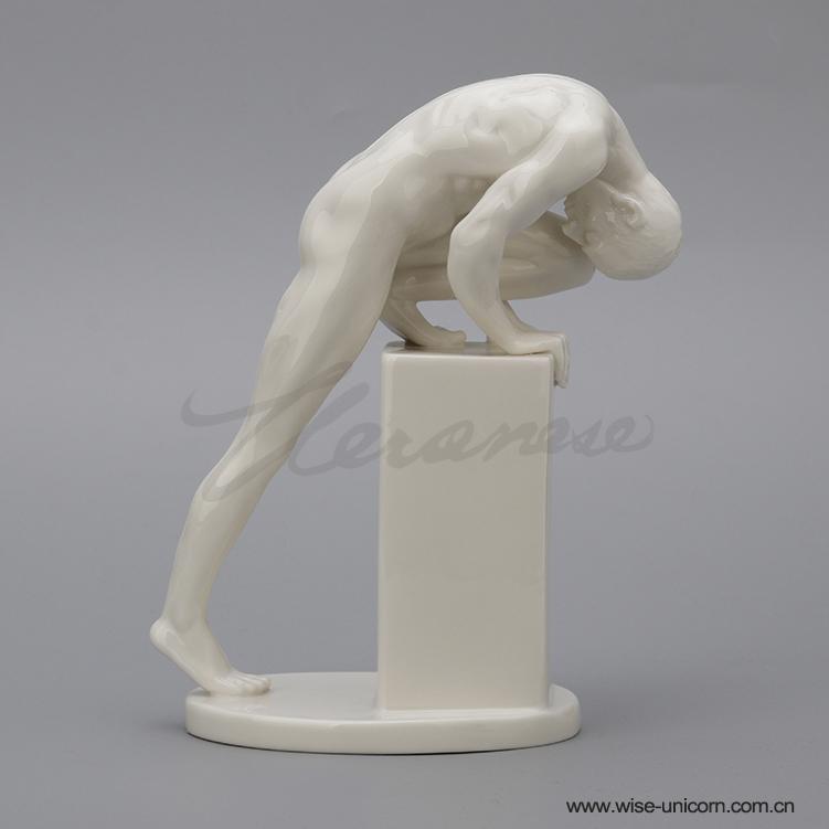 Creative Ceramic Nude Male Sculpture Decor Naked Body Art Statue Crossed Man Figurine Nordic Office Home Decoration Crafts Gift