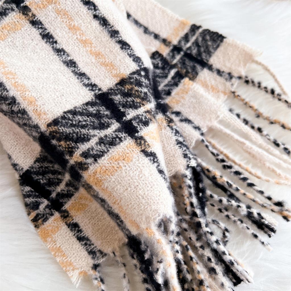 Luxury Cold-Proof Winter Women Men Scarf Thick Warm Tassels Shawls Pashmina Stripe Designer Neckerchief Cashmere Lady Outdoor