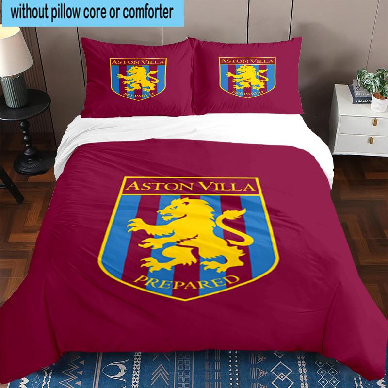 Set Biancheria da Letto Stampato Aston Villa Football Club 3 Pezzi Copripiumino Chiusura Include 1 Copripiumino e 2 Federe Set Biancheria da Letto Arredamento Casa Regali