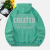 Created With A Purpose Washed Hoodies Women Letter Prints Cotton Streetwears Pocket Oversize Warm Hooded Clothes