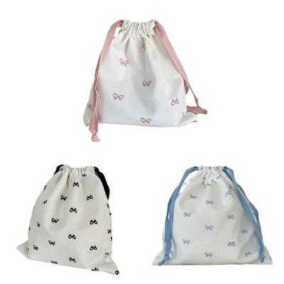 Bows Drawstring Makeup Bag Small Canvas Bag Gift Bag Pouch Drawstring Bag Portable Storage Bag for Cosmetics Jewerlry