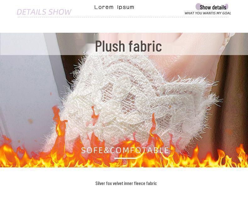 Dámský zimní top s krajkou a vysokým límcem, zateplený fleecem, slim fit - Hřejivý a všestranný