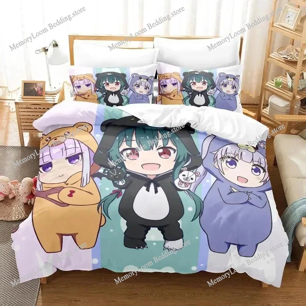 Anime Character Cute Kuma Kuma Kuma Bear Bedding Set Full/Queen/King Size Duvet Cover Pillowcase Kids Adult Soft Home Textile