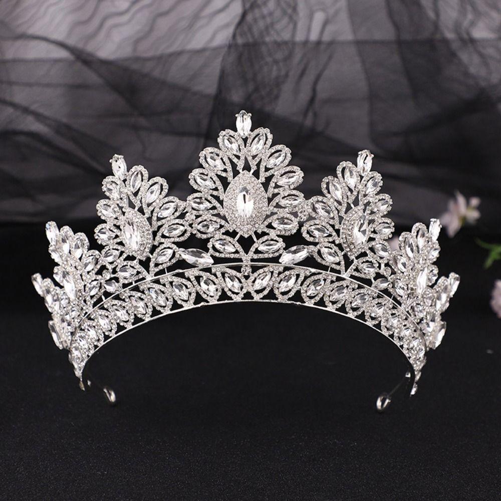 Luxury Baroque Queen Tiaras Sparkling Bridal Headwear Rhinestone Pageant Diadem  Photography Props