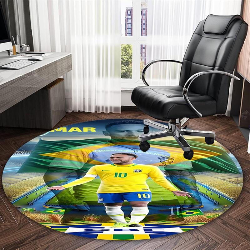 1pc Neymar15 Carpet, Round Rug, Comfortable, Suitable for Entryways, Living Rooms, Office, And Bedrooms, Christmas Decoration