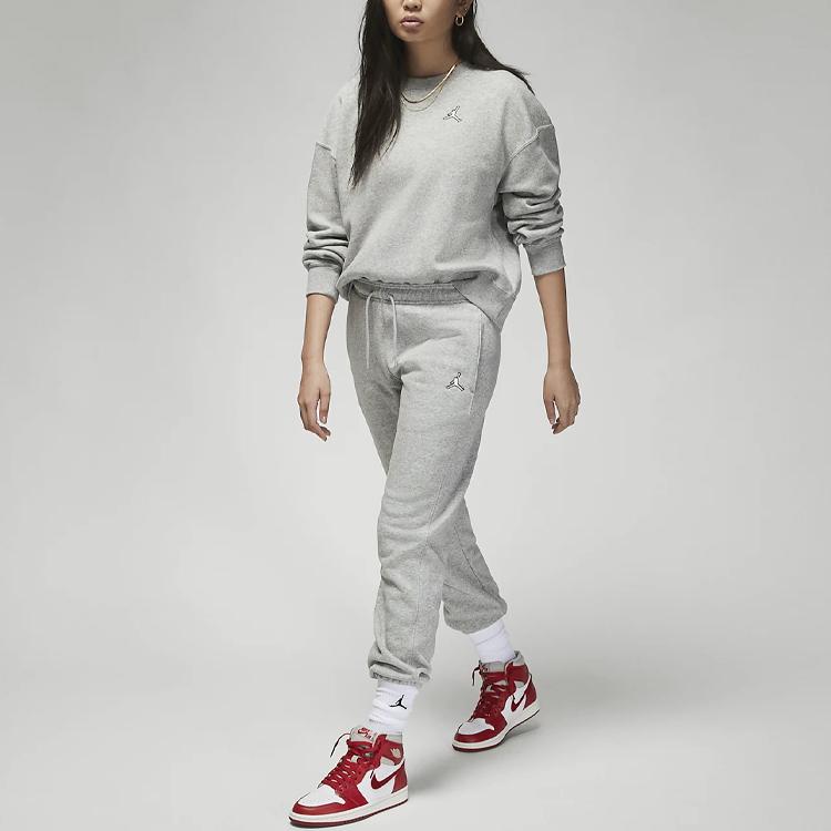 Jordan Brooklyn Classic Air  Logo Print Fleece Cuffed Pants Women Pants Light-Gray DQ4479-063