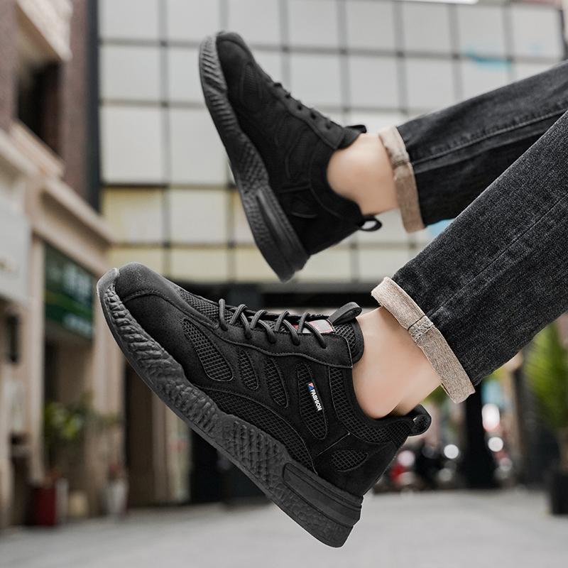 Men's Shoes Summer New Breathable Hollow Mesh Shoes Building Site Men's Non-slip Soft Bottom Sports Shoes Casual Sneakers Gray