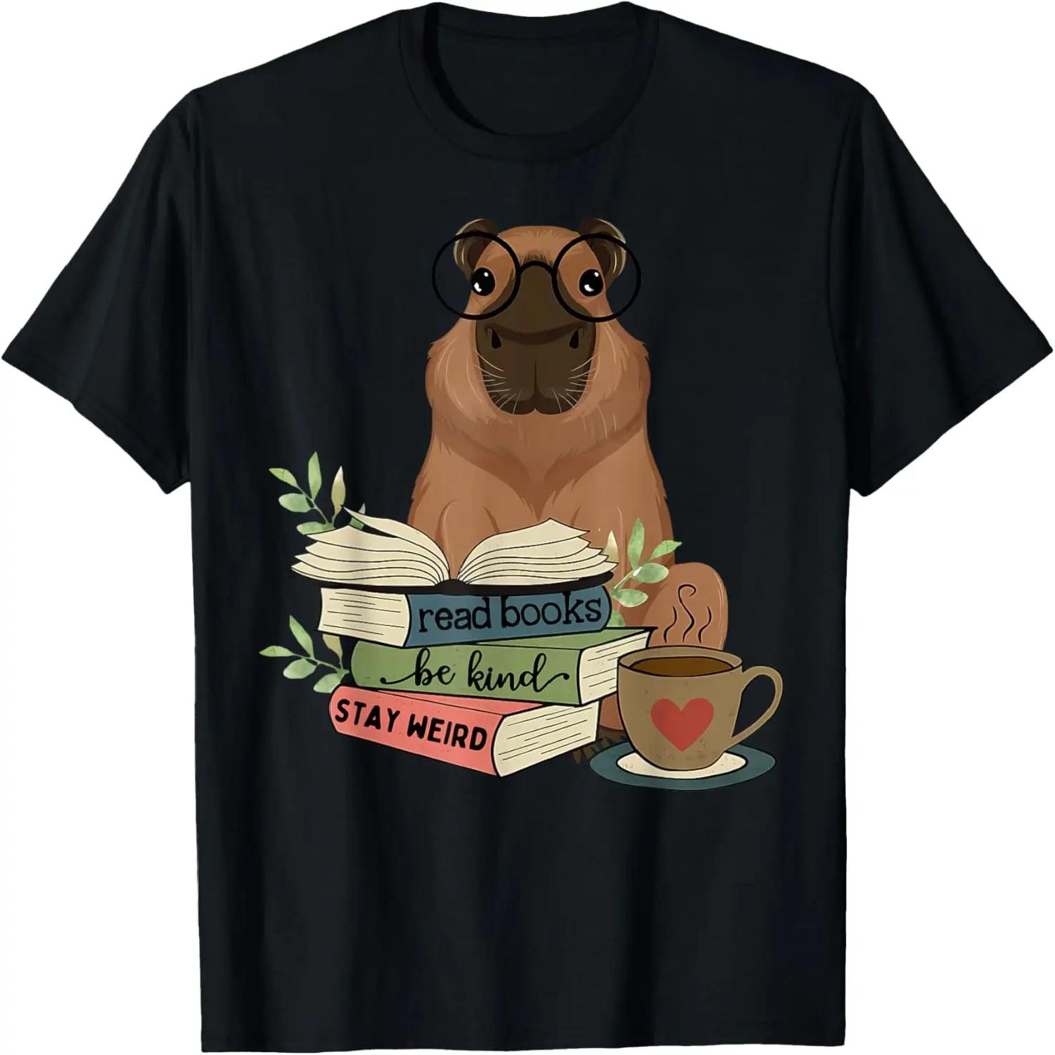 Capybara Glasses Reading Books Capybara Nerd Bookworm T-Shirt S