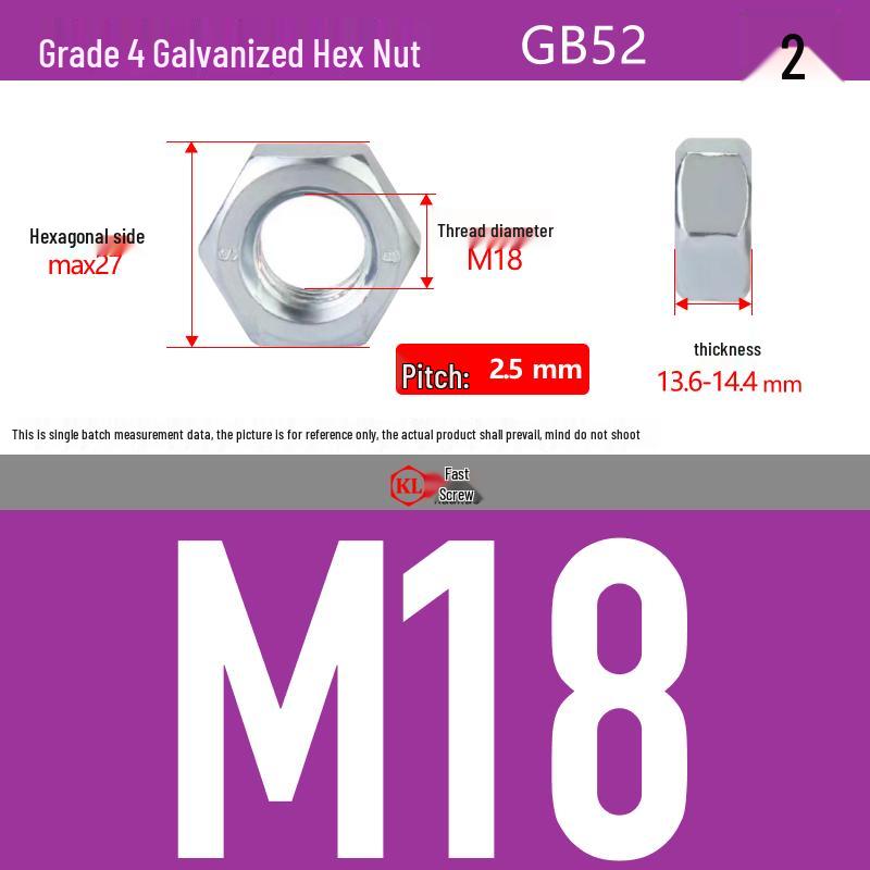 Galvanized Hex Nuts, Flat Washers, Spring Washers in M2-M48, Blue and White Zinc Coated