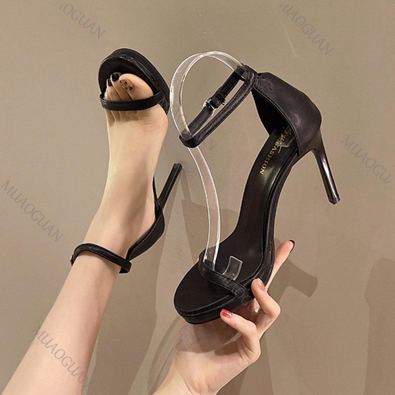 Fashion Women Sandals Sexy Open Toe Thin High Heels Shoes for Women Black Apricot Ankle Buckle Nighclub Platform Party Heeled Sandales