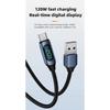 120W USB A To Type C LED Digital Display Fast Charging Data Cable Nylon Braided USB Charge Cord Type C To Type C PD 6A USB Cord